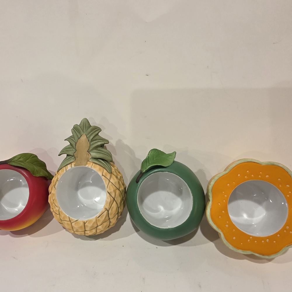 PartyLite Fruit-Themed Candle Holders Set - Red, Yellow, Green, Orange